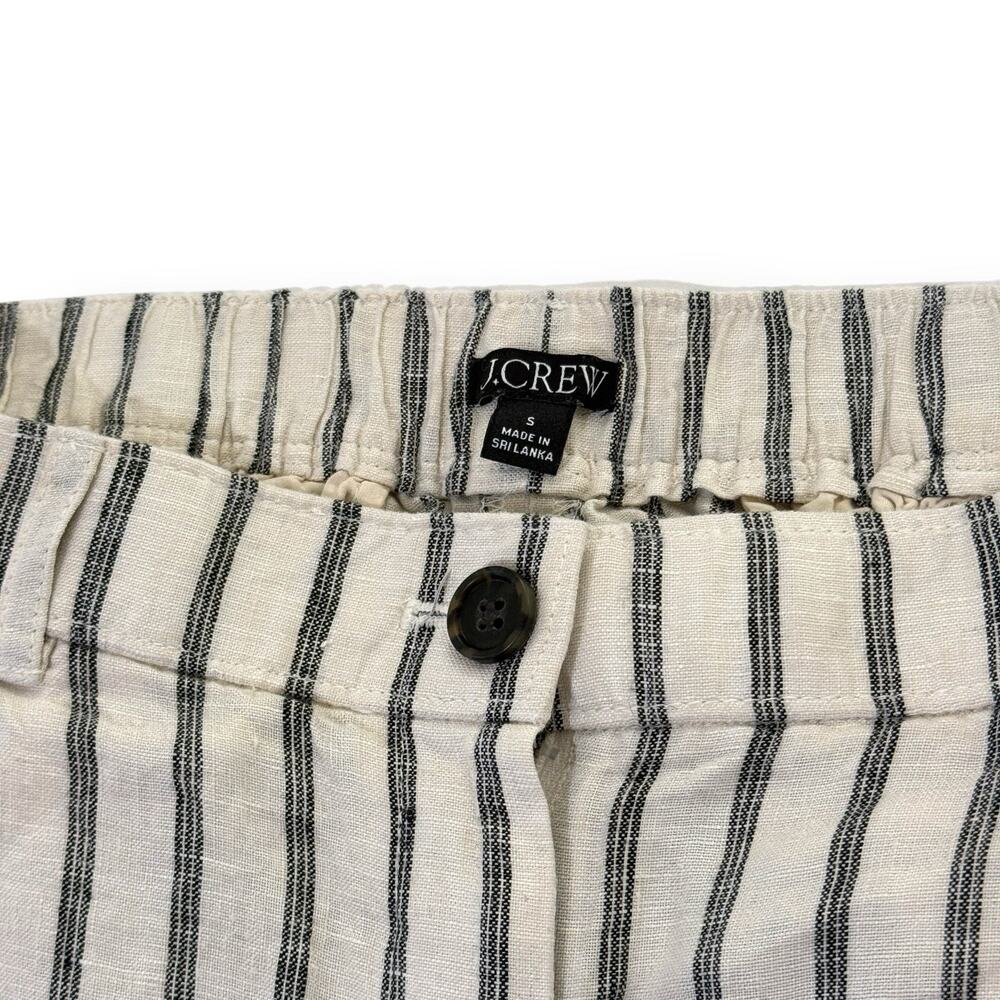 J.Crew Harbor Pant Small 100% Linen Striped Black and Cream Wide Leg Trousers - Picture 5 of 12
